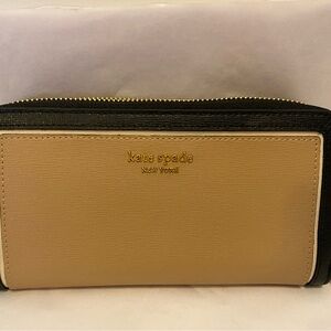 Kate Spade Color Block Beige and Black Women's Zip Wallet